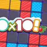 Colores vibrantes en bloques cuadrados y el texto 10x10!