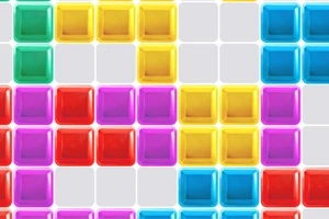 Bloques de colores brillantes organizados en una cuadrícula sobre un fondo gris