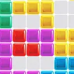 Bloques de colores brillantes organizados en una cuadrícula sobre un fondo gris