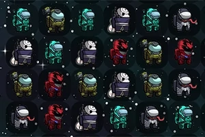 Varios personajes con trajes espaciales de diferentes colores en un fondo espacial oscuro con estrellas