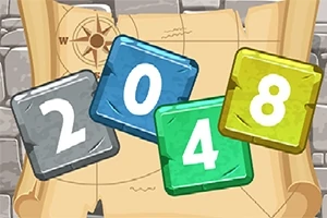 Bloques de colores con los números 2, 0, 4 y 8 sobre un fondo de pergamino y brújula