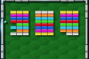 Bloques de colores formando el número 404 en una pantalla de diseño de videojuego con una pelota a la izquierda