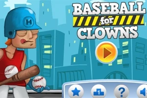 Un jugador de béisbol con un casco azul sostiene un bate rodeado de pelotas, con un fondo urbano y un botón de reproducción destacado
