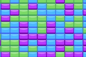 Bloques de colores morado, azul y verde organizados en un patrón rectangular
