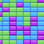 Bloques de colores morado, azul y verde organizados en un patrón rectangular