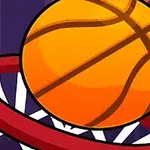 Pelota de baloncesto al borde de entrar en una canasta con fondo urbano