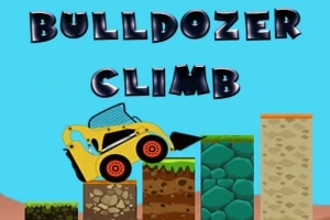 Una imagen de un bulldozer amarillo escalando plataformas de diferentes materiales con texto llamativo en la parte superior