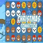 Interfaz de juego con fichas de animales y figuras navideñas sobre un fondo nevado