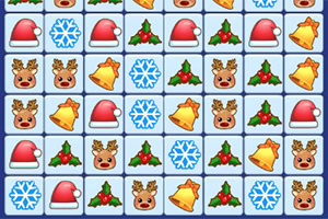 Iconos navideños coloridos en una cuadrícula, incluyendo renos, campanas, gorros de Santa, copos de nieve y acebos