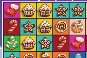 Galletas navideñas decoradas con formas de botas, casas, estrellas y bastones de caramelo sobre un fondo de colores brillantes