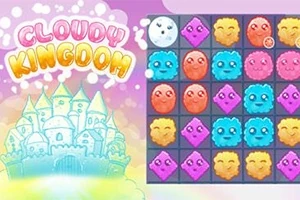 Un castillo de fantasía a la izquierda y una cuadrícula de criaturas coloridas con diferentes expresiones a la derecha