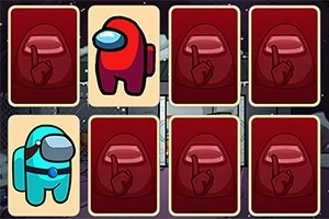 Tarjetas con personajes en trajes espaciales de diferentes colores en un juego de memoria