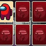 Tarjetas con personajes en trajes espaciales de diferentes colores en un juego de memoria