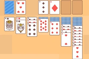 Cartas de juego digitales con ilustraciones de gatos en un diseño de colorido y simpático