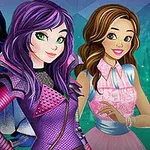 Tres personajes animados femeninos posan juntos con ropa colorida y extravagante, destacando una con cabello morado en el centro