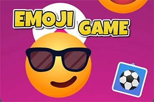 Emoji con gafas de sol sobre un fondo morado con texto amarillo y un icono de balón de fútbol