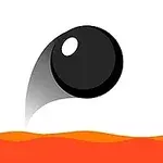 Bola negra saltando sobre un fondo de lava anaranjada y roja
