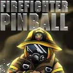 Bombero con uniforme amarillo y máscara, frente al texto Firefighter Pinball