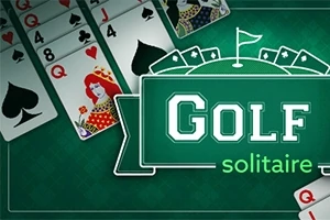 Cartas de naipes y texto sobre un fondo verde con detalles de golf