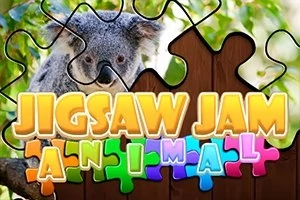 Un koala visto a través de un diseño de rompecabezas con letras coloridas al frente