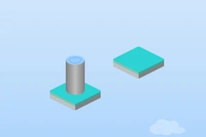 Plataformas flotantes con cielo azul de fondo y una nube pequeña