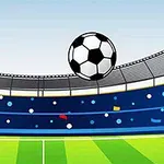 Un balón de fútbol flotando sobre un estadio con gradas llenas y un campo verde