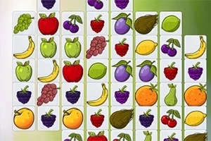 Ilustración de bloques con dibujos de frutas variadas como manzanas, plátanos, uvas y naranjas en una cuadrícula