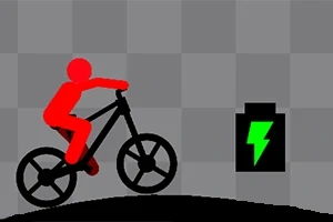 Silueta roja de una persona en bicicleta frente a un icono de batería con un rayo verde