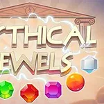 Título Mythical Jewels rodeado de joyas coloridas y un fondo que simula un templo antiguo