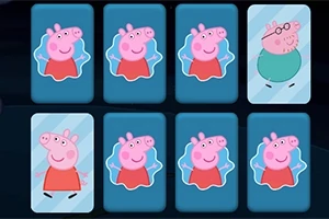 Tarjetas con personajes de cerditos rosados en un juego de memoria