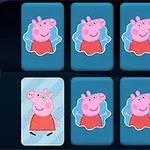 Tarjetas con personajes de cerditos rosados en un juego de memoria