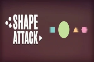 Texto Shape Attack en letras grandes junto a varias figuras geométricas coloridas en un fondo oscuro