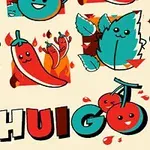 Dibujos coloridos de frutas y vegetales con caras sonrientes y texto SHUIGO 2