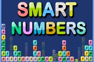 Texto SMART NUMBERS en letras de colores sobre un fondo azul con números dentro de bloques de colores en la parte inferior
