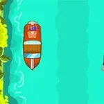 Dos barcos navegando por un río con vegetación en las orillas