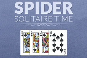 Cuatro cartas de naipes mostrando K, Q, J y 10 de espadas sobre un fondo azul