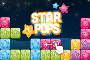 Estrellas de colores brillantes en bloques apilados con un fondo estrellado y un logotipo central