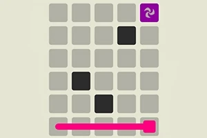 Cuadrícula de bloques grises con algunos bloques negros y un camino rosa que conecta dos puntos