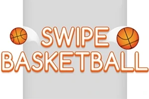 Texto Swipe Basketball con dos balones de baloncesto a ambos lados sobre un fondo gris claro