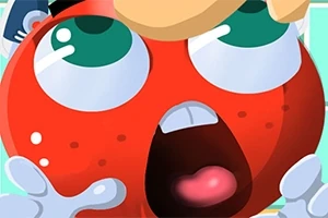 Personaje animado de rostro rojo con expresión de sorpresa y ojos grandes