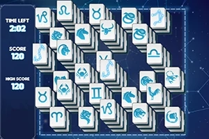 Azulejos con símbolos del zodiaco apilados en un patrón sobre un fondo azul oscuro