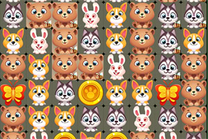 Iconos coloridos de animales y mariposas en una cuadrícula con monedas doradas