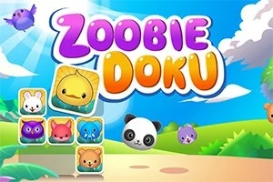Título de colores brillantes Zoobie Doku con animales caricaturescos y fondos de naturaleza