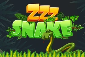 Serpiente verde con la lengua afuera entre letras brillantes rodeadas de hojas y césped
